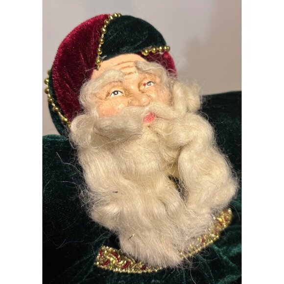 Vintage Santa Draft Stopper Elf Feet Figurine Red & Green Velvet Outfit Christma - Picture 4 of 9